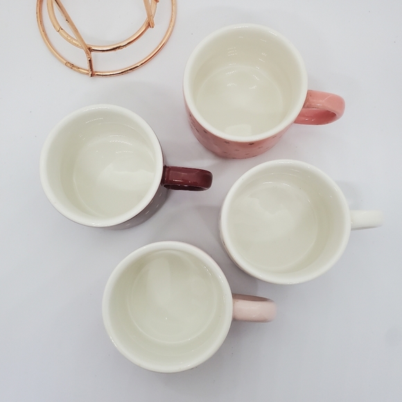 Coco + Lola Stackable Espresso Cup Set Gold Stars Pink Palette with holder - Picture 4 of 6